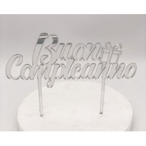 CAKE TOPPER PLEXIGLASS ARGENTO BUON COMPL