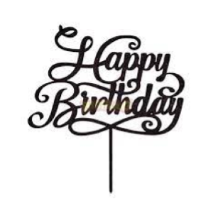 CAKE TOPPER PLEXIGLASS NERO HAPPY BIRTHDAY